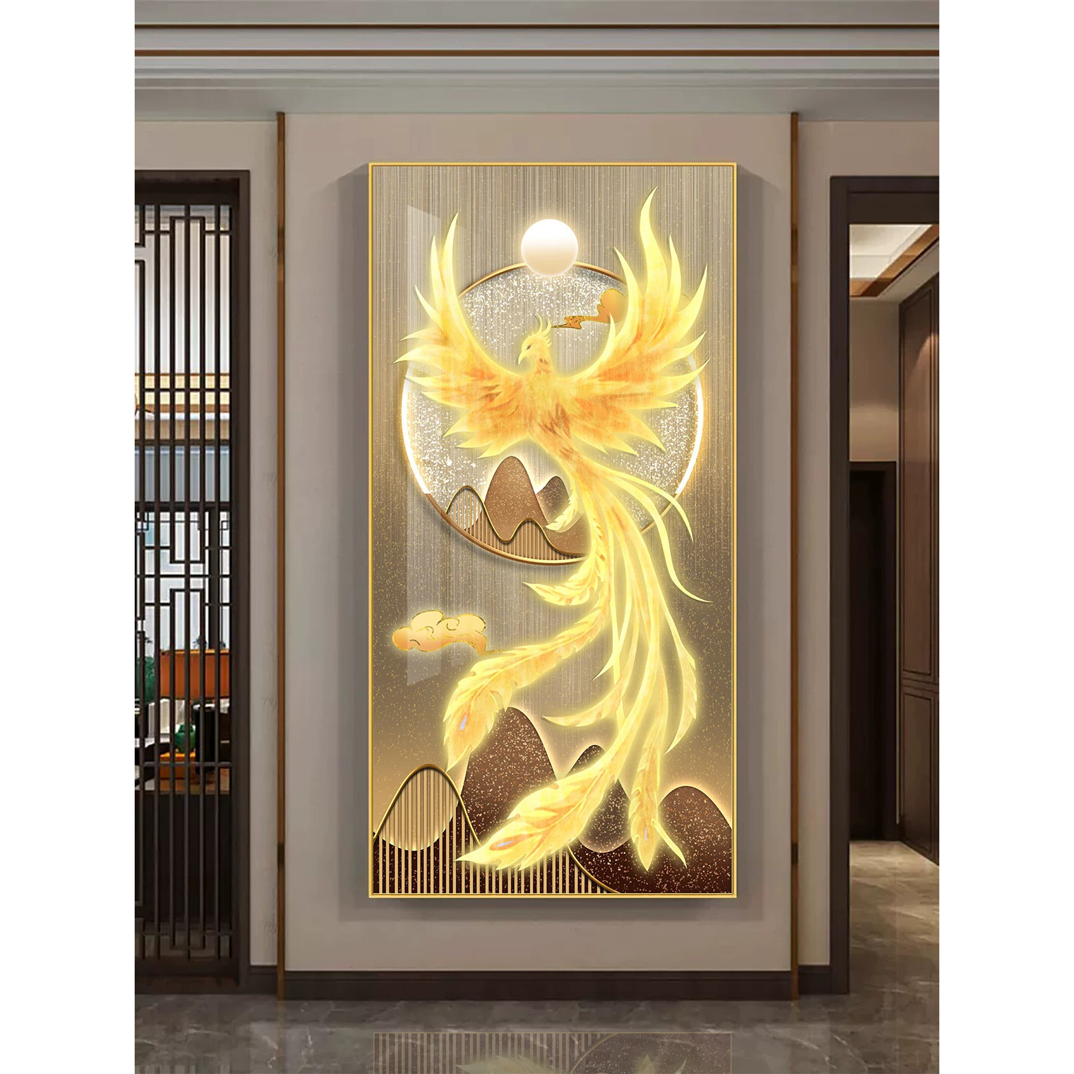 5D粘钻招财凤凰钻石画DIY