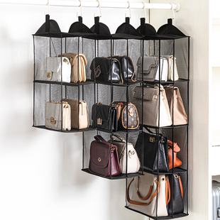 双列双层包包挂袋衣柜悬挂收纳架整理收纳袋包包收纳神器两层悬挂