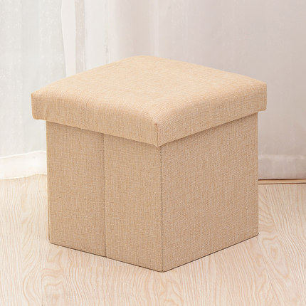 大号可坐人棉麻收纳凳 沙发凳 换鞋凳布艺折叠储物凳 玩具收纳箱