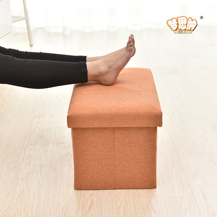 大号可坐人棉麻收纳凳 沙发凳 换鞋凳布艺折叠储物凳 玩具收纳箱