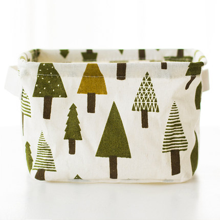 创意小清新棉麻防水桌面化妆品收纳盒办公储物收纳箱 杂物收纳筐