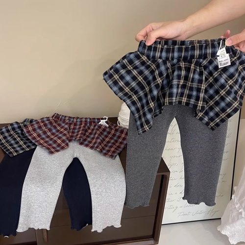 女童裤裙秋冬加绒打底修