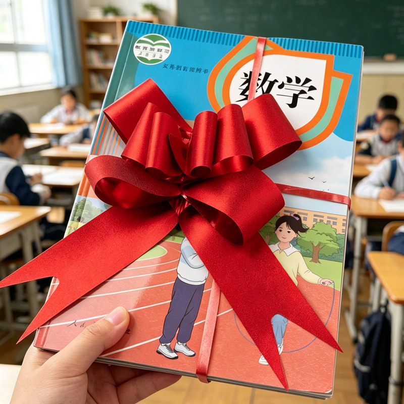 新学期开学氛围仪式感场景布置蝴蝶结拉花丝带教室课桌绑书本彩带图片
