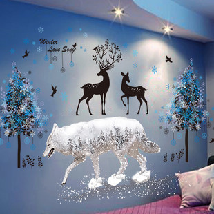 儿童房夜光星星贴卧室温馨3D立体墙贴纸荧光贴创意宿舍自粘墙纸画