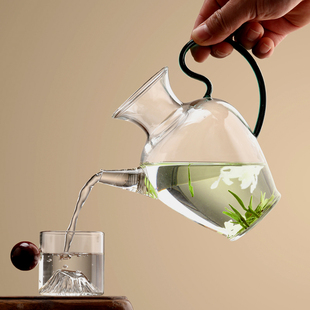 绿茶泡茶器宋代玻璃壶仿宋执壶花茶壶透明公道茶壶中式冲茶壶