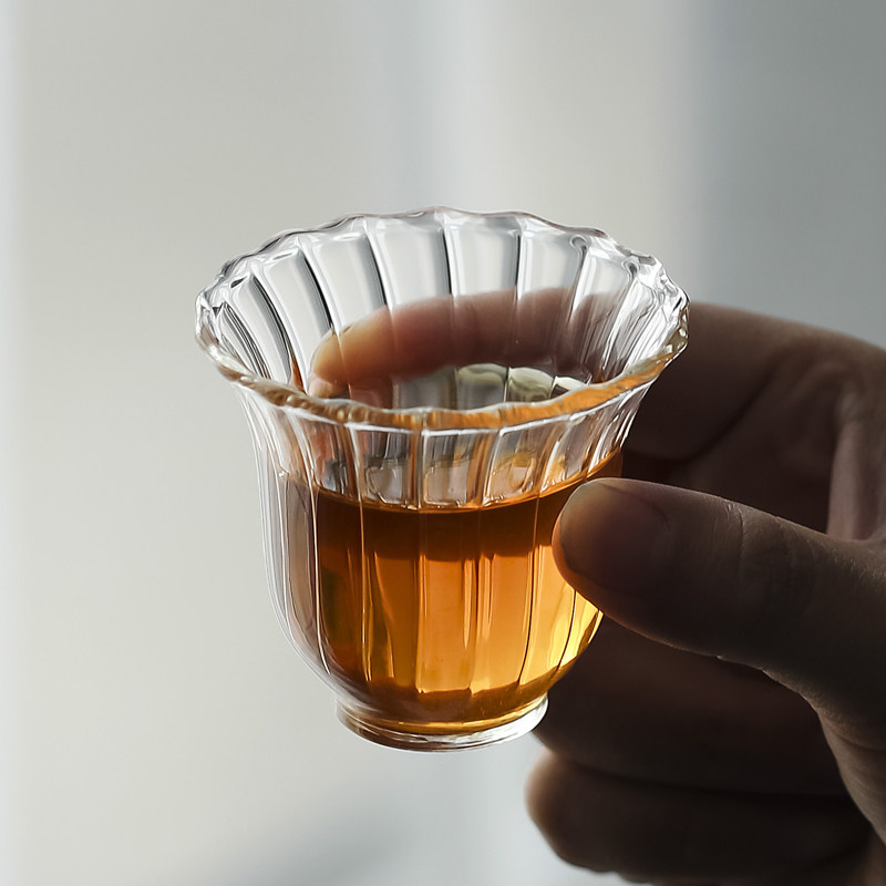 日式小茶杯玻璃品茗杯功夫茶茶具普洱主人杯单杯茶碗茶道喝茶杯子