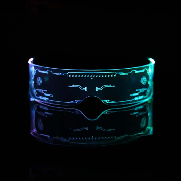 led灯未来科技感蹦迪发光眼镜抖音网红护目眼镜爆闪酒吧拍照道具