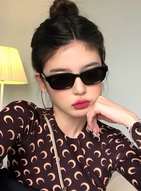 方形窄框拍照复古辣妹眼镜