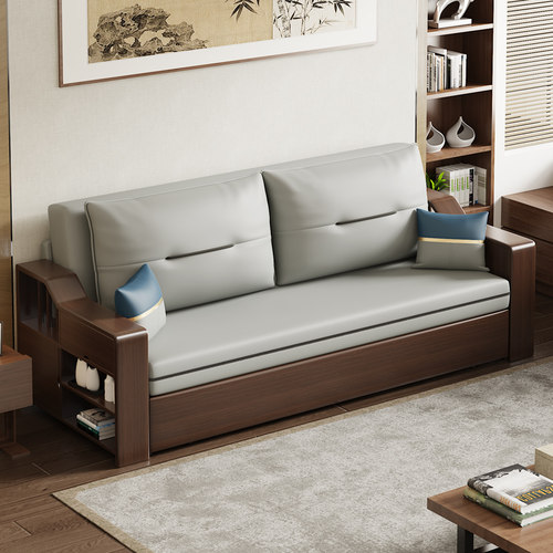 小户型沙发床折叠两用客厅多功能实木沙发床抽拉式客厅2025年新款