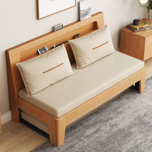 原木风2025新款实木沙发床两用