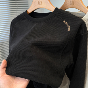 奥粒绒卫衣男加绒加厚冬季新款中青年休闲套头上衣服圆领内搭t恤