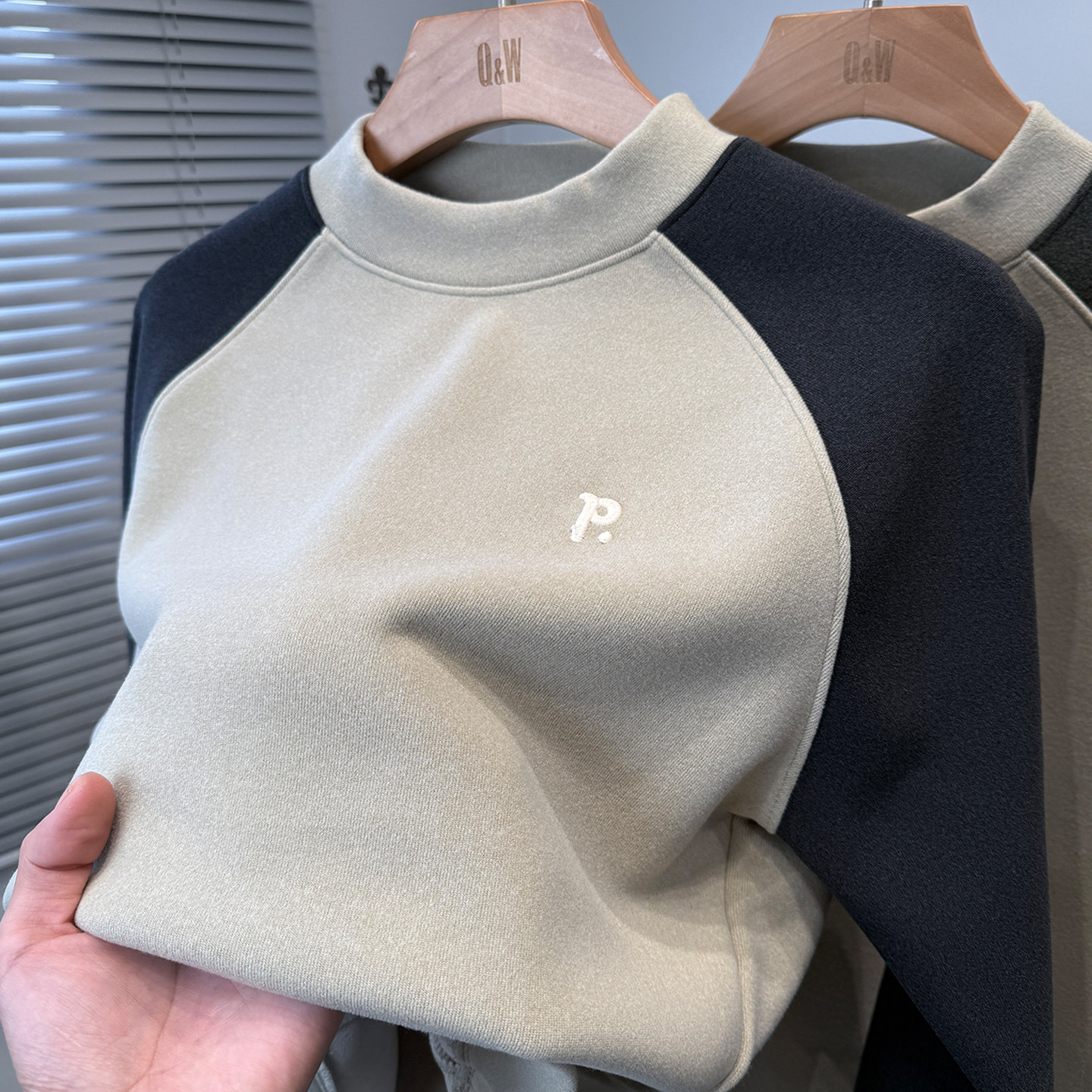 拼色插肩袖卫衣男美式高街