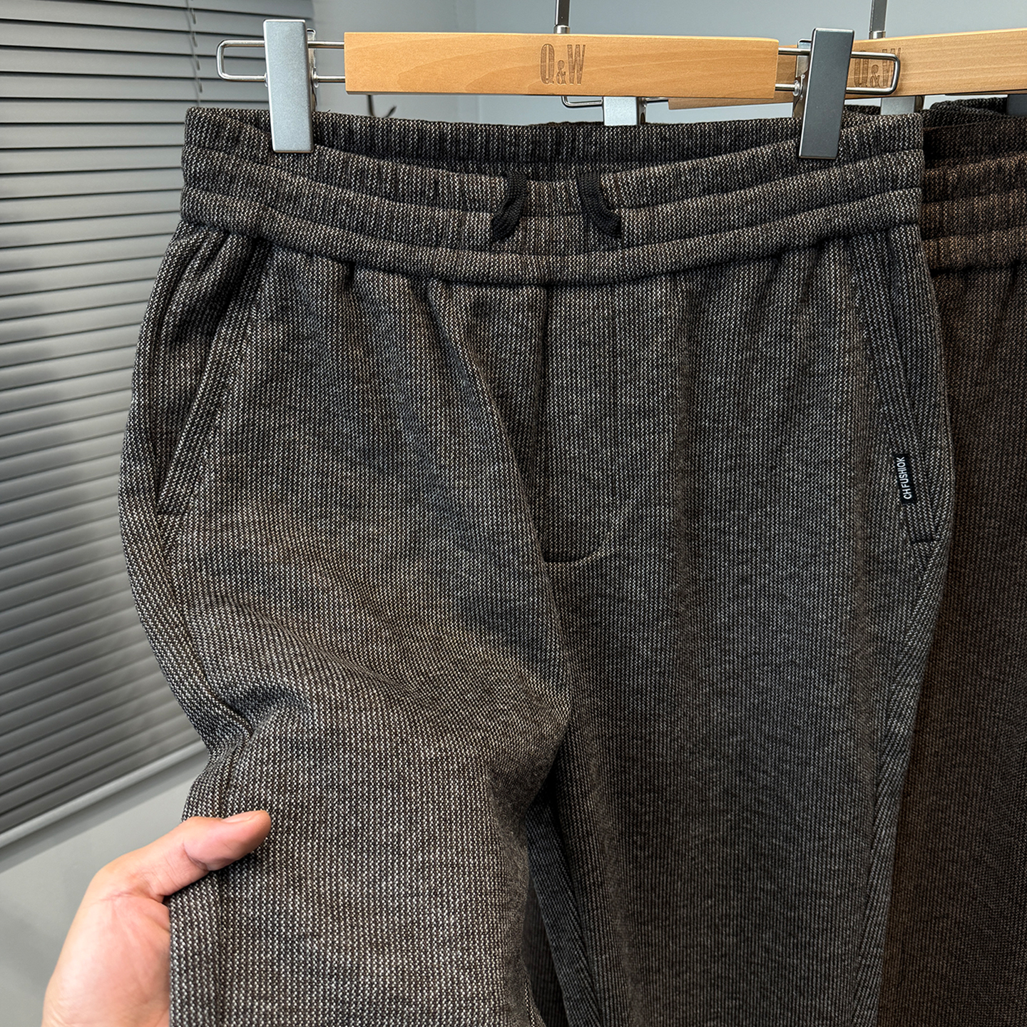 高端松紧腰休闲裤男款加绒加厚