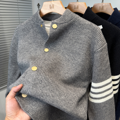 品牌棒球领毛衣外套男装秋冬季