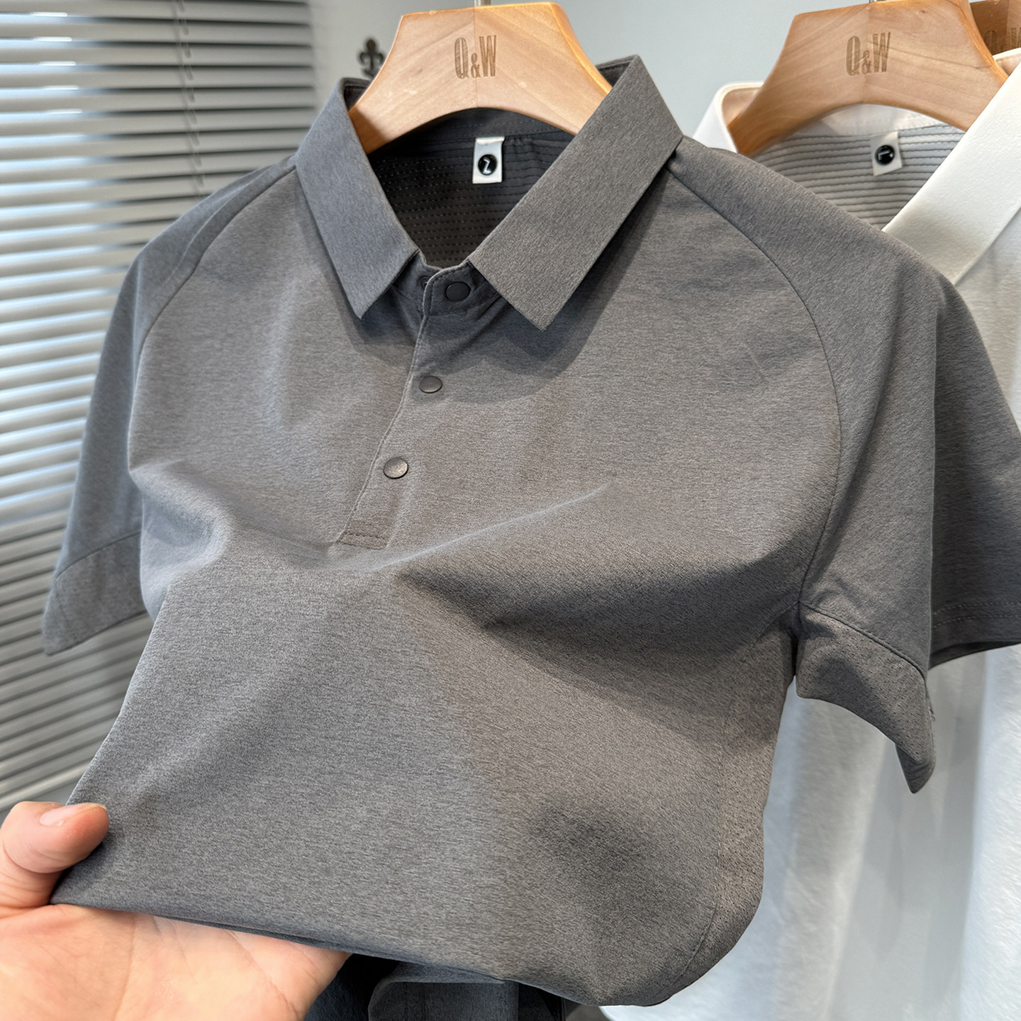 运动休闲拼接短袖t恤男衬衫领2026新款纯色polo衫男装夏季衣服薄