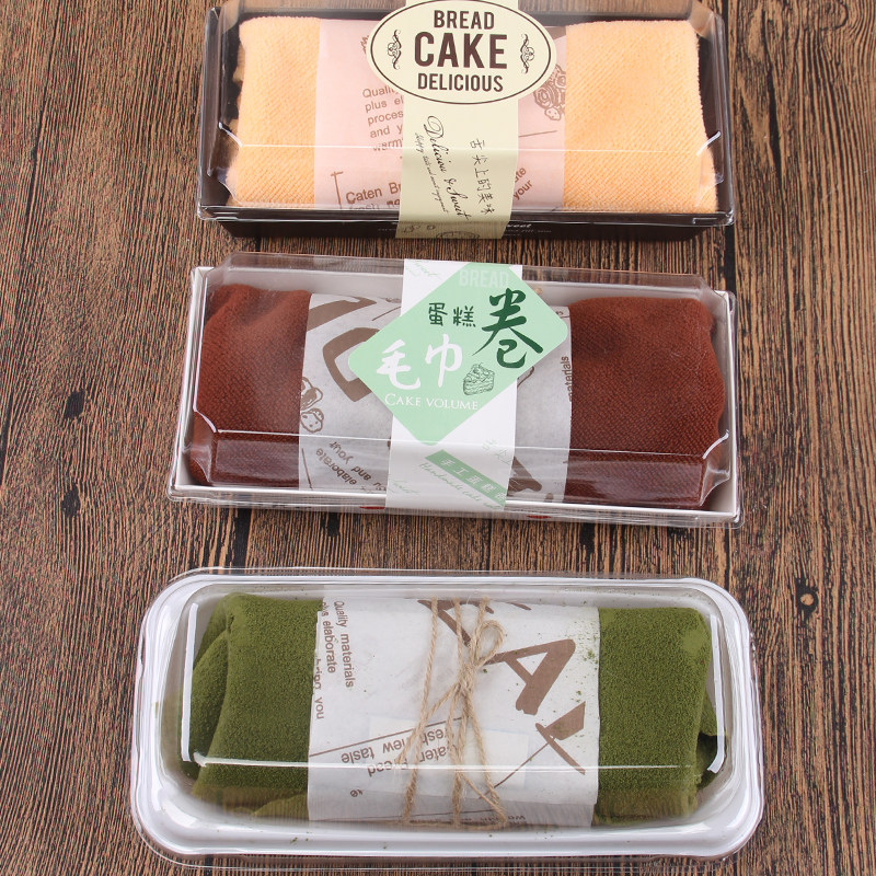 毛巾卷蛋糕包装盒长方形网红抹茶巧克力班戟慕斯蛋糕小西点纸塑盒
