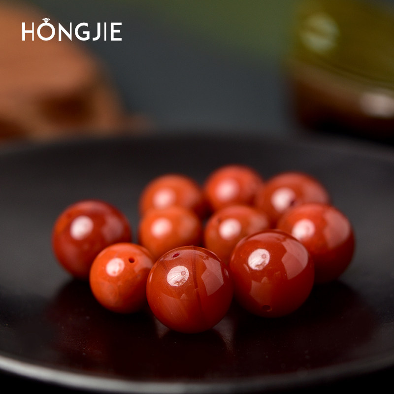 宏杰南红玛瑙散珠单珠配件