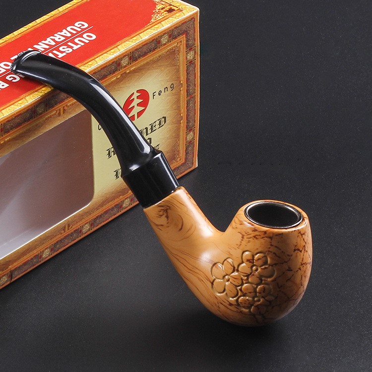长丰雕刻入门烟斗树脂创意烟斗可拆卸清洁过滤烟斗弯式老式烟斗_虎窝淘