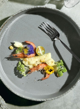 DXC北欧风艺术窑变陶瓷汤盘子 创意直身简约时尚优雅灰色汤盘深盘