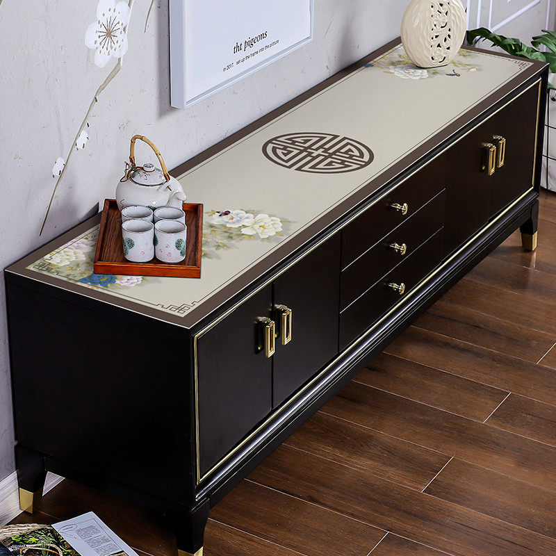 新中式电视柜桌垫桌旗皮革防水桌布餐边柜餐桌布艺鞋柜台面垫盖布