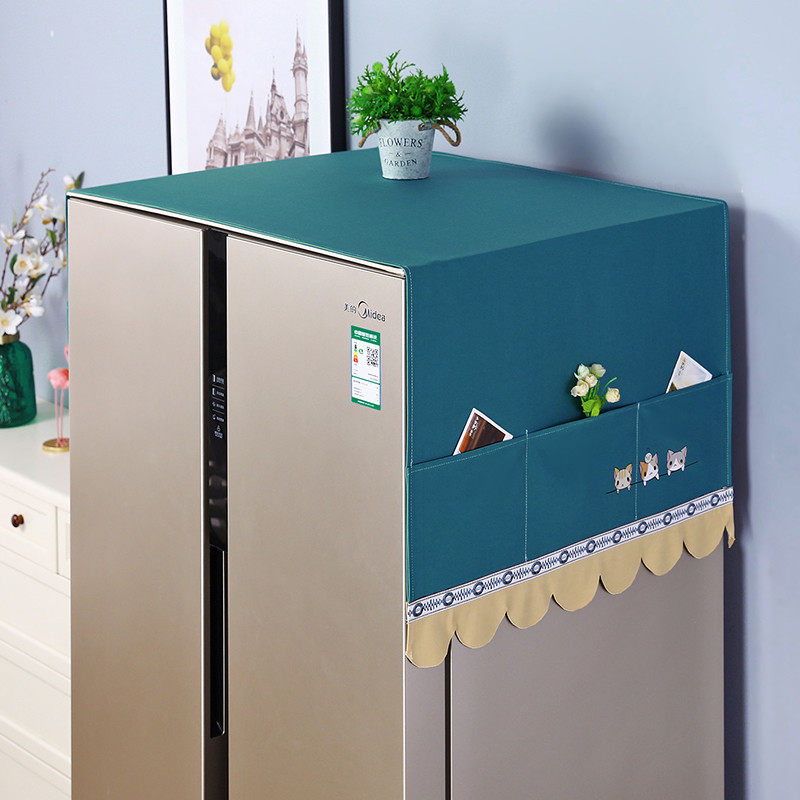 냉장고 커버 단일 및 이중 도어 냉동고 상단 먼지 커버 커튼 드럼 세탁기 커버 수건 커버 이중 도어 패브릭 홈