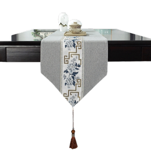 新中式桌旗禅意高端茶席茶台布艺长条茶几餐桌布玄关盖布床旗防水