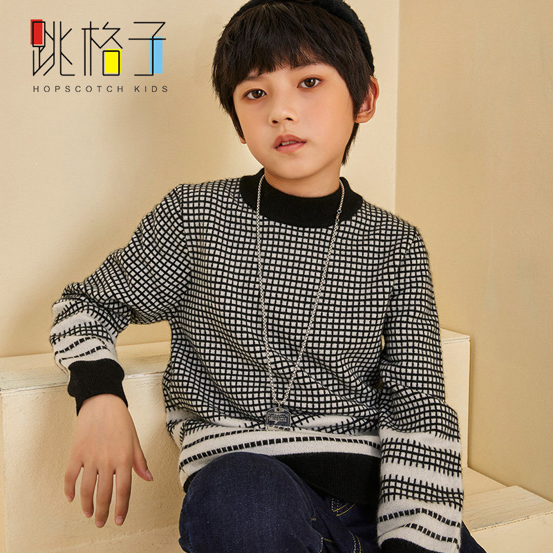 2021新款男童羊绒衫儿童毛衣套头秋冬款韩版洋气中大童男孩半高领