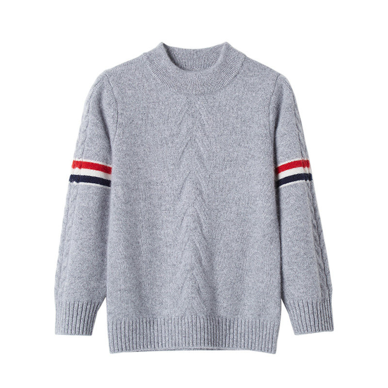秋冬新款儿童羊绒衫男童经典洋气针织衫保暖圆领套头毛衣大童定制