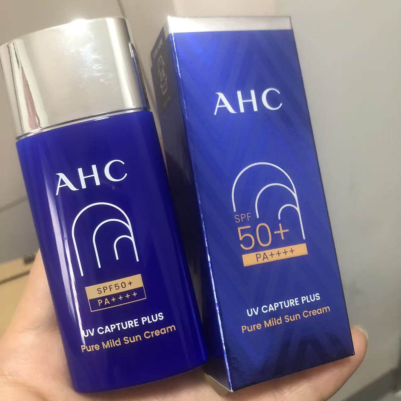 韩国正品AHC防晒霜小蓝瓶防晒霜清爽温和男女生面部