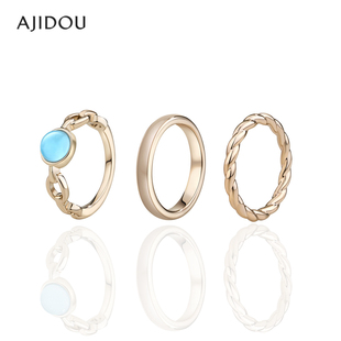 AJIDOU阿吉豆配饰女款自然而然系列戒指时尚潮流指环复古简约指环