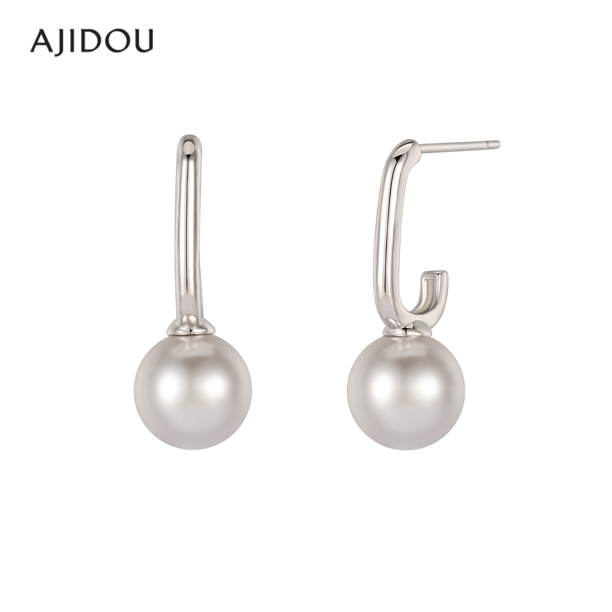 AJIDOU阿吉豆耳环女时尚温婉珍珠耳圈线下专柜同款耳钉耳饰