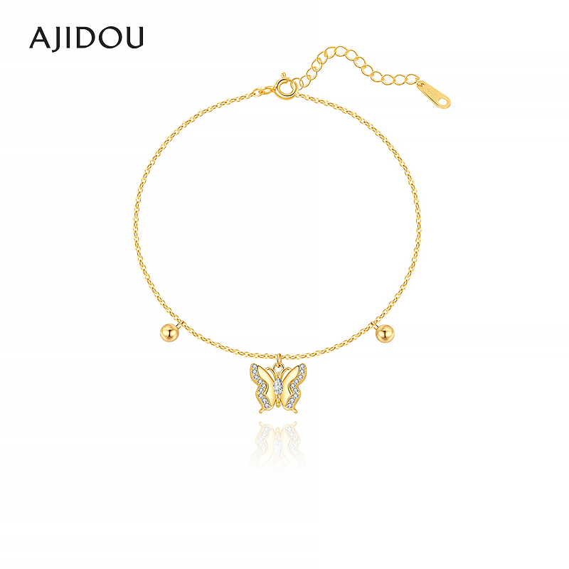 阿吉豆手饰女925银时尚蝴蝶手链