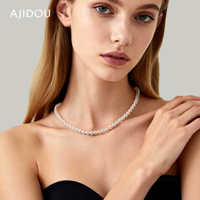 AJIDOU阿吉豆项链女款施家珍珠锁骨链轻奢配饰爆款近圆小众毛衣链,饰品/流行首饰/时尚饰品新,项链,淘宝优惠券,粉丝福利购,淘宝优惠卷