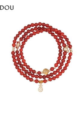 情人节礼物阿吉豆叠戴玛瑙手串