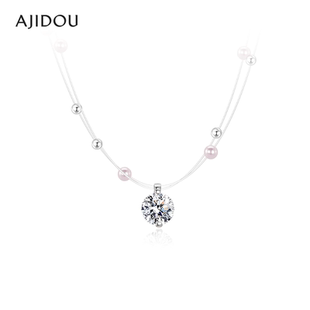 AJIDOU阿吉豆项链女款 气质锁骨链简约短颈链 珍珠精致皓石短链时尚