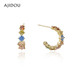 AJIDOU阿吉豆S925银耳饰彩色闪耀耳环都市耳饰通勤耳坠半圆环耳钉