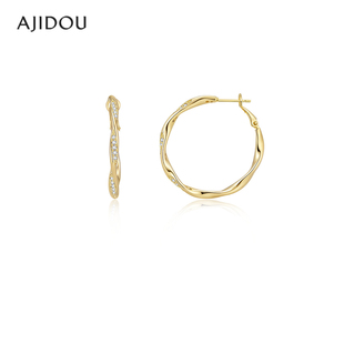 AJIDOU阿吉豆耳环女金色莫比乌斯环设计感复古欧美风耳圈耳钉耳饰