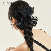 AJIDOU阿吉豆抓夹女网纱百搭鲨鱼夹泡泡韩式蝴蝶结发夹时尚发饰品