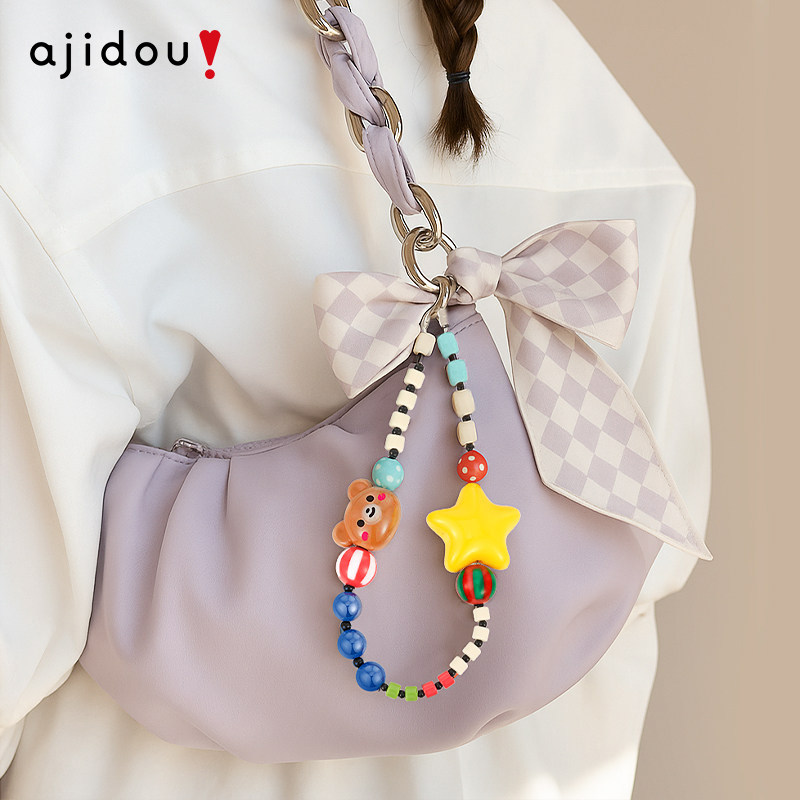AJIDOU阿吉豆挂链小熊玩偶潮趣线下同款手机链包包挂件配件挂饰品