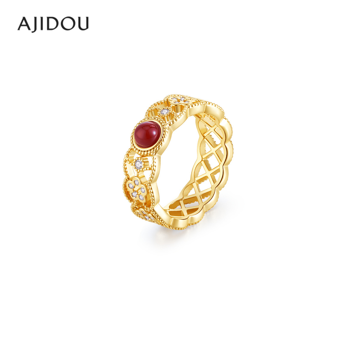 阿吉豆戒指古法戒指女轻奢食指环