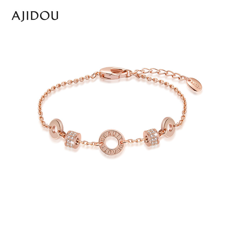 阿吉豆小蛮腰玫瑰金色手链轻奢