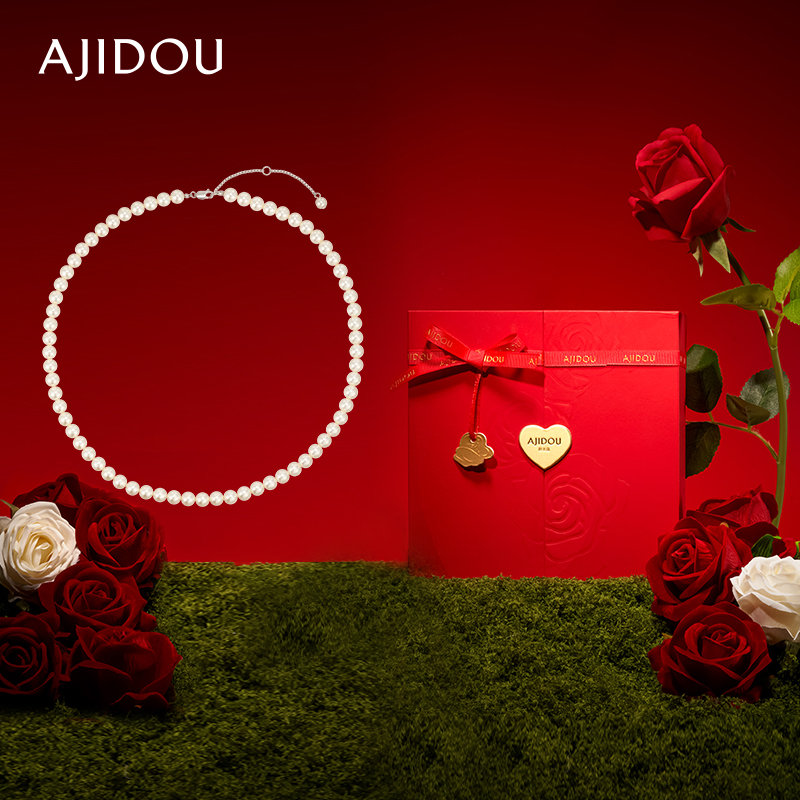 阿吉豆项链S925银珍珠小米珠颈链