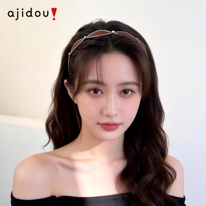 AJIDOU阿吉豆发箍2026新款水晶防滑发箍女款头箍压发卡时尚发捆