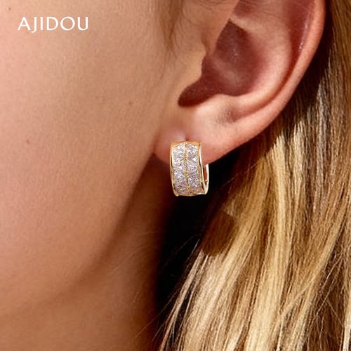 AJIDOU阿吉豆耳饰女金色设计耳圈