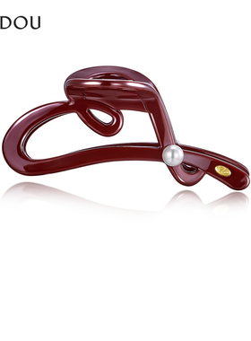 许妍赵露思同款时尚抓夹阿吉豆发夹爱心鲨鱼夹女醋酸珍珠抓夹发饰