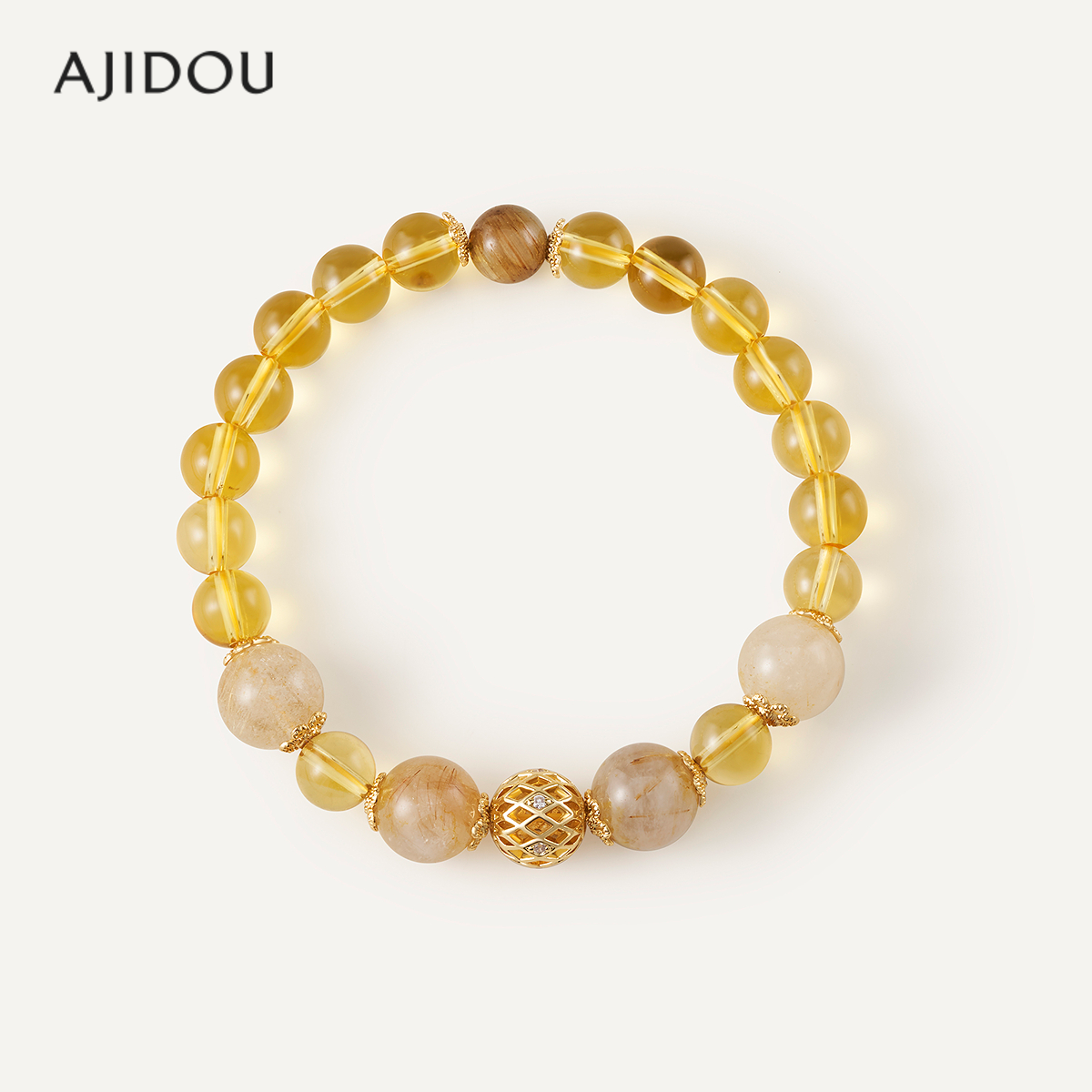 AJIDOU阿吉豆手链女款休闲黄水晶手串新中式国风招财转运手饰串珠,饰品/流行首饰/时尚饰品新,手链,淘宝优惠券,粉丝福利购,淘宝优惠卷