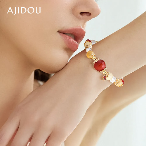 阿吉豆手链女款玛瑙手串串珠手饰