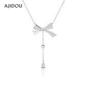 时尚 AJIDOU阿吉豆项链蝴蝶结925银女爆款 推荐 纯银饰品首饰锁骨链