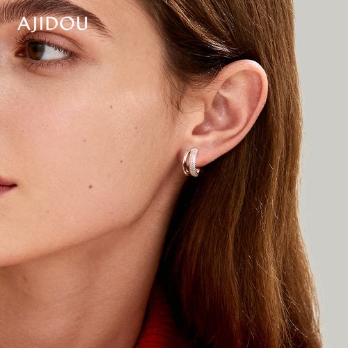 AJIDOU阿吉豆耳饰女银色复古耳钉