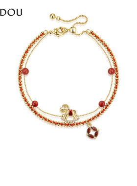 阿吉豆AJIDOU本命年小马红绳手链女手串编织手绳新中式国风手饰品